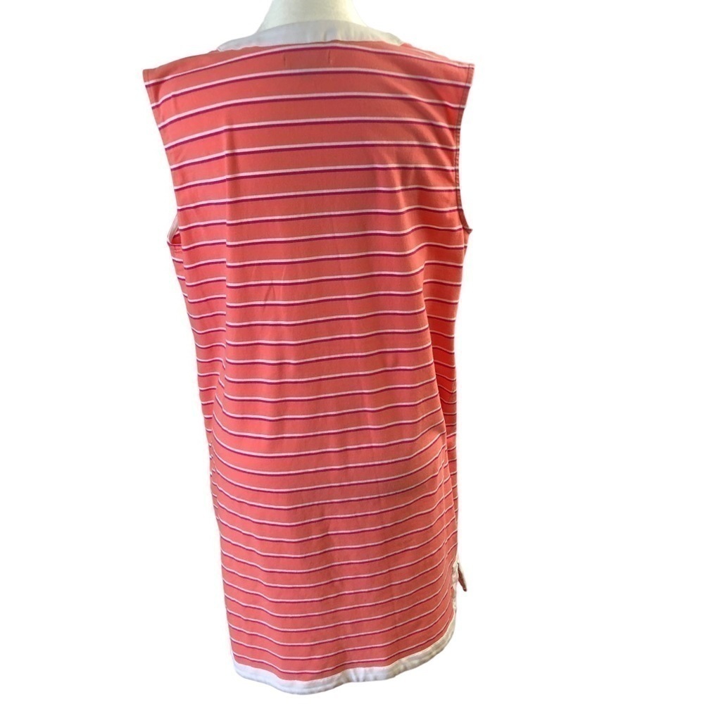 Nautica Sleeveless Shift Tee Dress Women L XL Orange with Red White Stripes - Picture 4 of 7